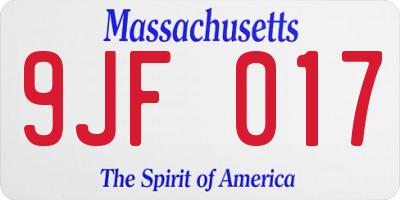 MA license plate 9JF017