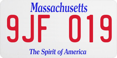 MA license plate 9JF019