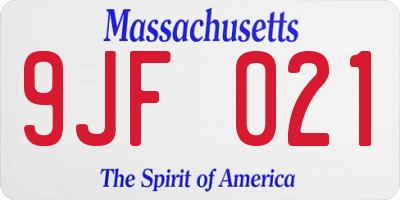 MA license plate 9JF021