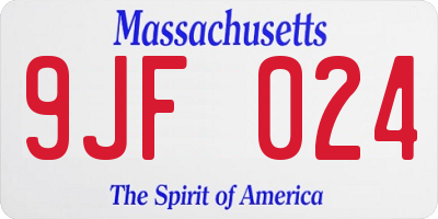 MA license plate 9JF024