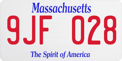 MA license plate 9JF028