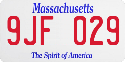 MA license plate 9JF029