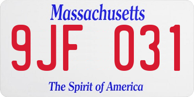 MA license plate 9JF031