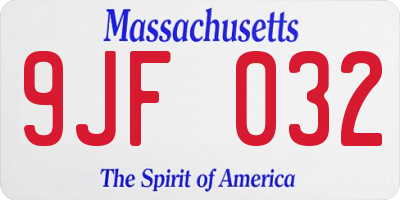 MA license plate 9JF032