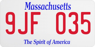 MA license plate 9JF035