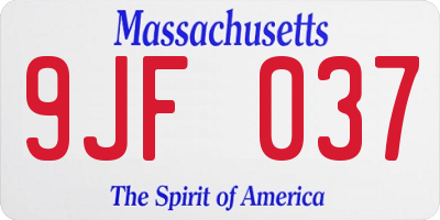 MA license plate 9JF037