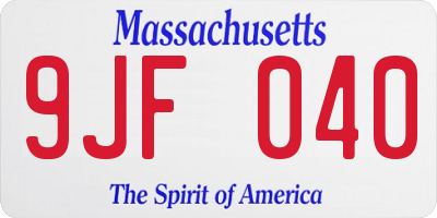 MA license plate 9JF040