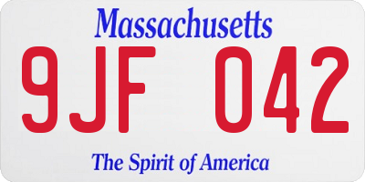 MA license plate 9JF042