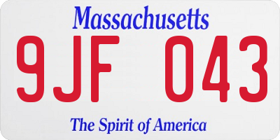 MA license plate 9JF043