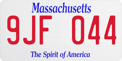 MA license plate 9JF044