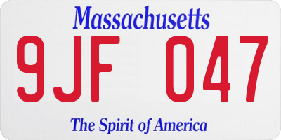 MA license plate 9JF047