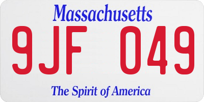 MA license plate 9JF049