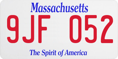 MA license plate 9JF052