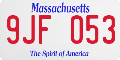 MA license plate 9JF053