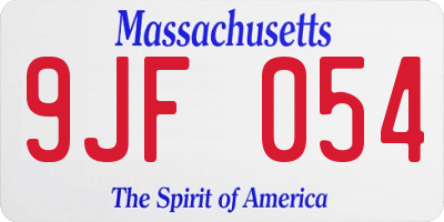 MA license plate 9JF054