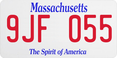 MA license plate 9JF055