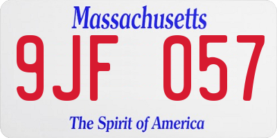 MA license plate 9JF057