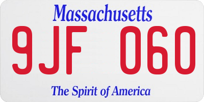 MA license plate 9JF060