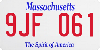 MA license plate 9JF061
