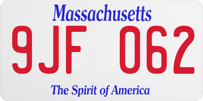 MA license plate 9JF062