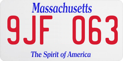 MA license plate 9JF063