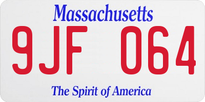 MA license plate 9JF064
