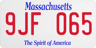 MA license plate 9JF065