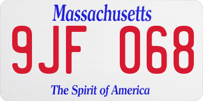 MA license plate 9JF068