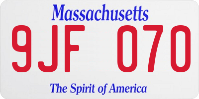 MA license plate 9JF070