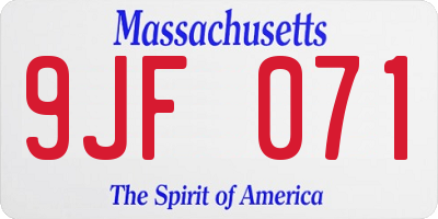 MA license plate 9JF071