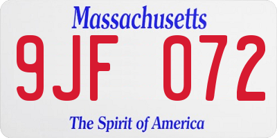 MA license plate 9JF072