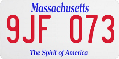 MA license plate 9JF073