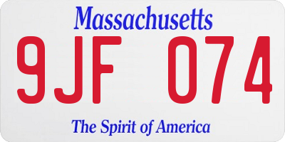 MA license plate 9JF074