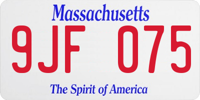 MA license plate 9JF075