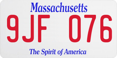 MA license plate 9JF076