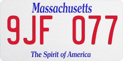 MA license plate 9JF077