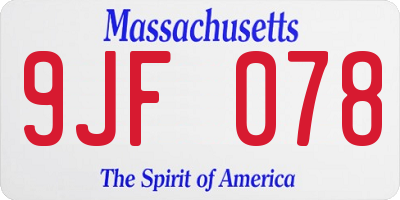 MA license plate 9JF078