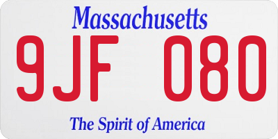 MA license plate 9JF080