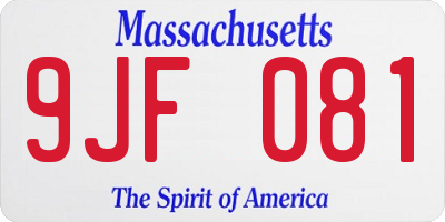 MA license plate 9JF081