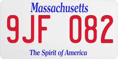 MA license plate 9JF082