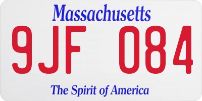 MA license plate 9JF084