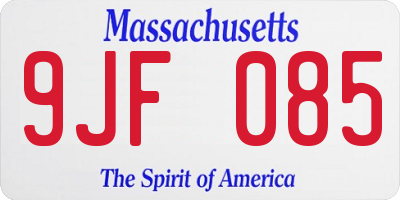 MA license plate 9JF085