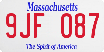 MA license plate 9JF087