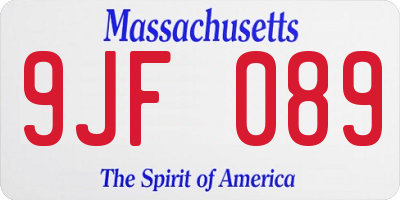 MA license plate 9JF089
