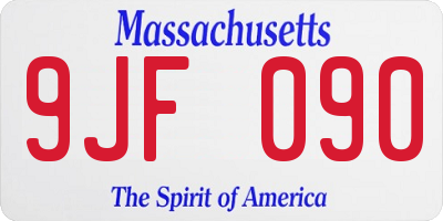 MA license plate 9JF090
