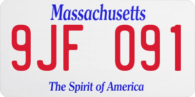 MA license plate 9JF091