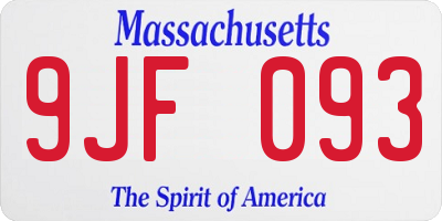 MA license plate 9JF093