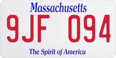 MA license plate 9JF094