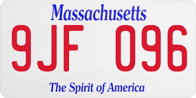 MA license plate 9JF096