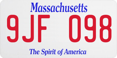 MA license plate 9JF098